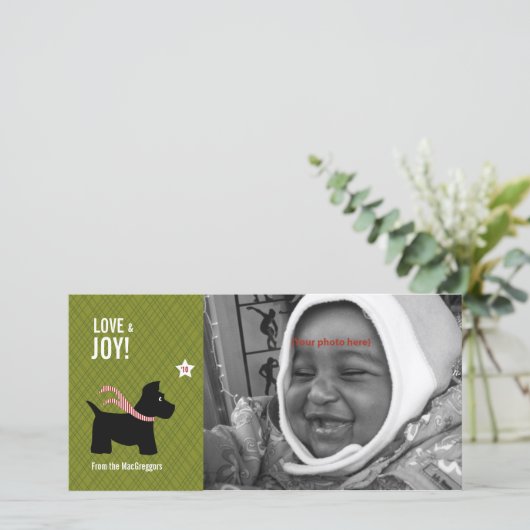 Scottie Christmas Photo Card Feestdagenkaart (Staand voorkant)