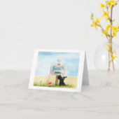 Scottie Dog 'Beach' Wenskaart Kaart (Gele Bloem)