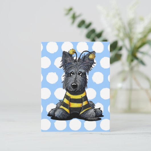 Scottie Dog Bee Briefkaart (Staand voorkant)