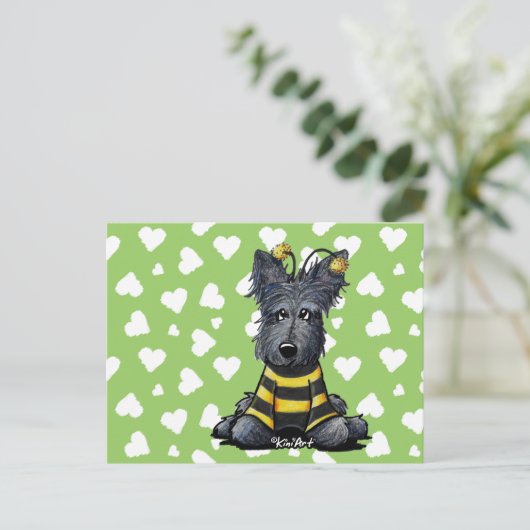 Scottie Dog Bee Briefkaart (Staand voorkant)