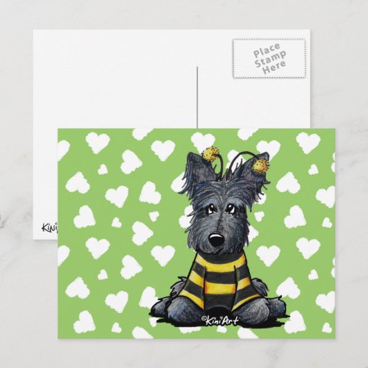 Scottie Dog Bee Briefkaart (Voorkant / Achterkant)