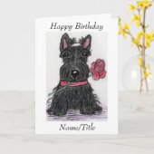 Scottie Dog Birthday kaart vriendin vriendin (Gele Bloem)