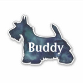 Scottie Dog Black Waterverf Silhouette met tekst Sticker (Voorkant)