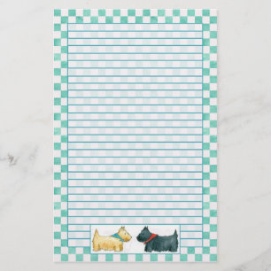Scottie Dog Blauwgroen Groene Waterverf Controles  Briefpapier