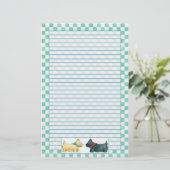 Scottie Dog Blauwgroen Groene Waterverf Controles Briefpapier (Staand voorkant)