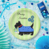 Scottie Dog Blue Clothes Green Papieren Bordje (Feest)