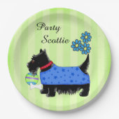 Scottie Dog Blue Clothes Green Papieren Bordje (Voorkant)