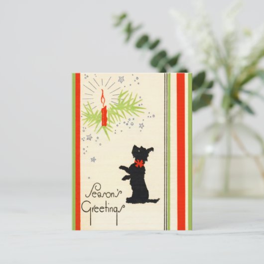  Scottie Dog Christmas Briefkaart (Staand voorkant)