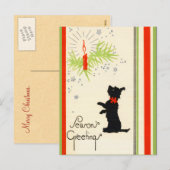  Scottie Dog Christmas Briefkaart (Voorkant / Achterkant)