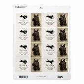 Scottie Dog Christmas Green Bow Retouradres Etiket (Full Sheet)