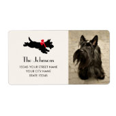 Scottie Dog Christmas Red Bow Retouradres Etiket (Voorkant)