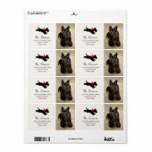 Scottie Dog Christmas Red Bow Retouradres Etiket (Full Sheet)