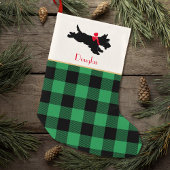 Scottie Dog Custom Name Buffalo Plaid Groen Kleine Kerstsok