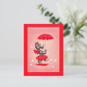 Scottie dog dame met paraplu briefkaart (Staand voorkant)