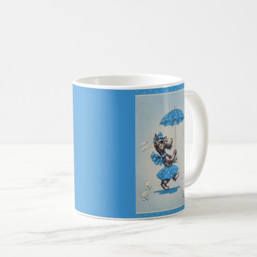 Scottie dog dame met paraplu koffiemok (Voorkant rechts)