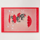 Scottie dog dame met paraplu legpuzzel (Horizontaal)