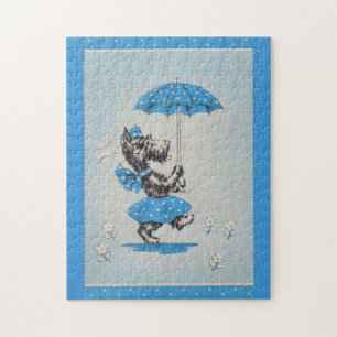 Scottie dog dame met paraplu legpuzzel