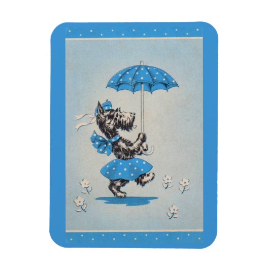 Scottie dog dame met paraplu magneet (Verticaal)