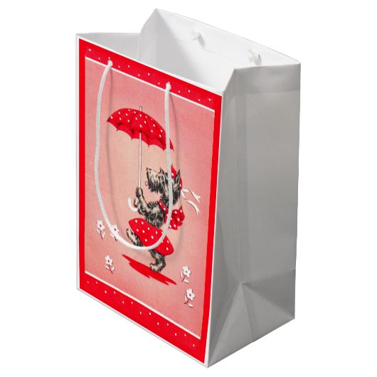 Scottie dog dame met paraplu medium cadeauzakje (Achterkant Gekanteld)