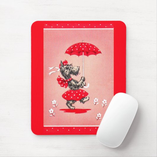 Scottie dog dame met paraplu muismat (Met muis)
