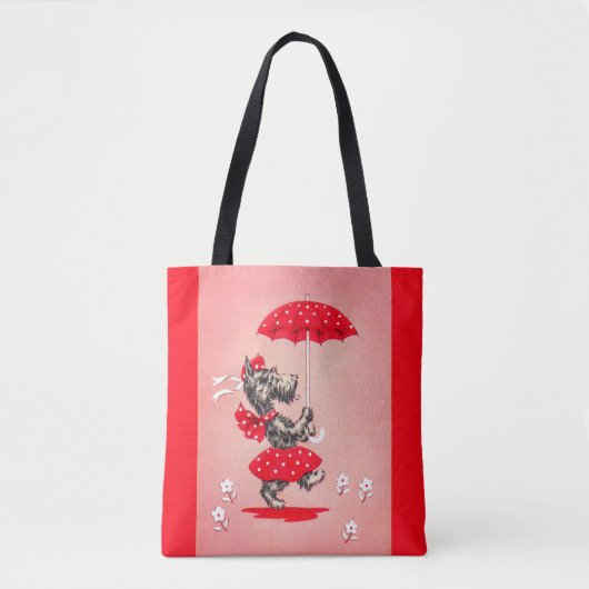 Scottie dog dame met paraplu tote bag (Voorkant)