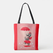 Scottie dog dame met paraplu tote bag (Achterkant)