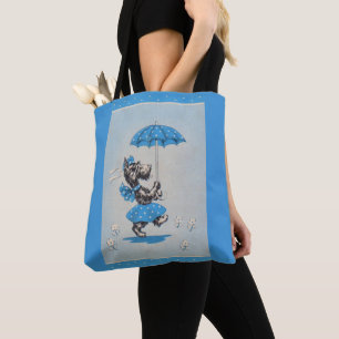 Scottie dog dame met paraplu tote bag