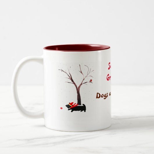 Scottie Dog Dogs is welkom! seizoenskunst Tweekleurige Koffiemok (Links)