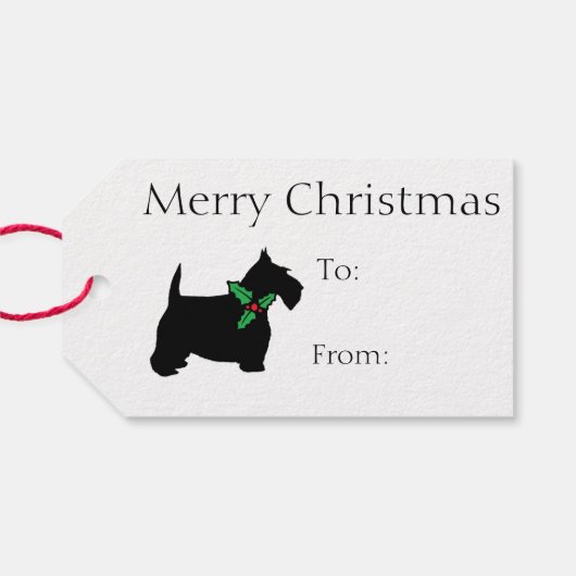 Scottie Dog en Holly Cadeaulabel (Achterkant Horizontaal)