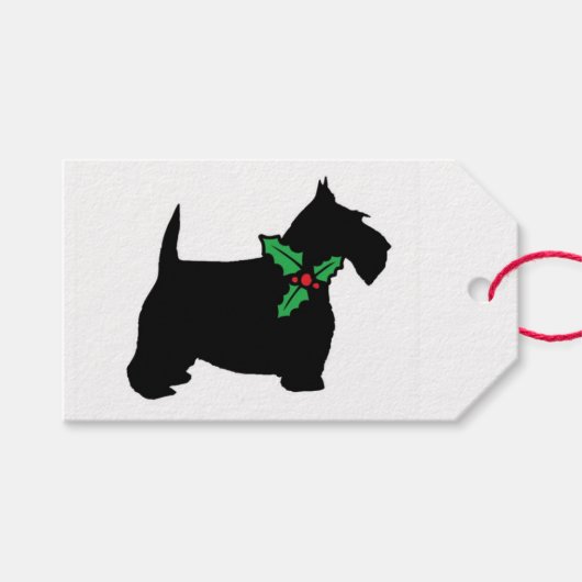 Scottie Dog en Holly Cadeaulabel (Voorkant (Horizontaal))