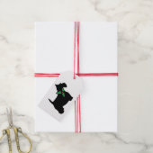 Scottie Dog en Holly Cadeaulabel (Met Touw)