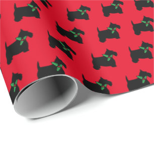 Scottie Dog en Holly Cadeaupapier