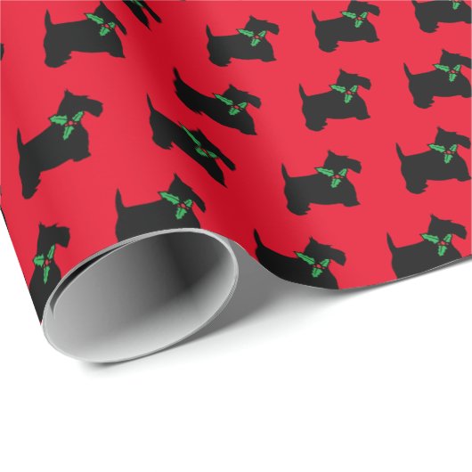 Scottie Dog en Holly Cadeaupapier (Rol Hoek)