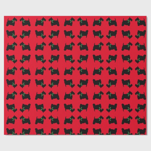 Scottie Dog en Holly Pattern Cadeaupapier (Vlak)