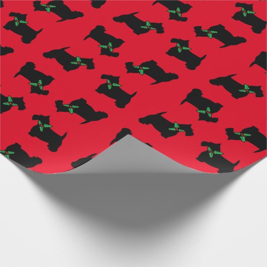 Scottie Dog en Holly Pattern Cadeaupapier (Hoek)