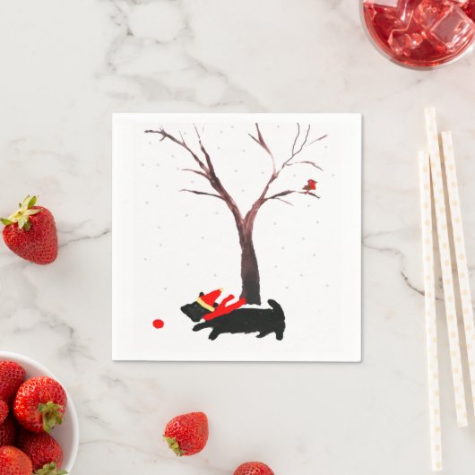 Scottie Dog en Robin Kerstkunst Servet (Insitu)