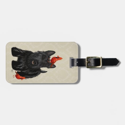 Scottie Dog en Rode vogels Bagagelabel (Voorkant horizontaal)