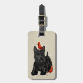 Scottie Dog en Rode vogels Bagagelabel (Voorkant verticaal)