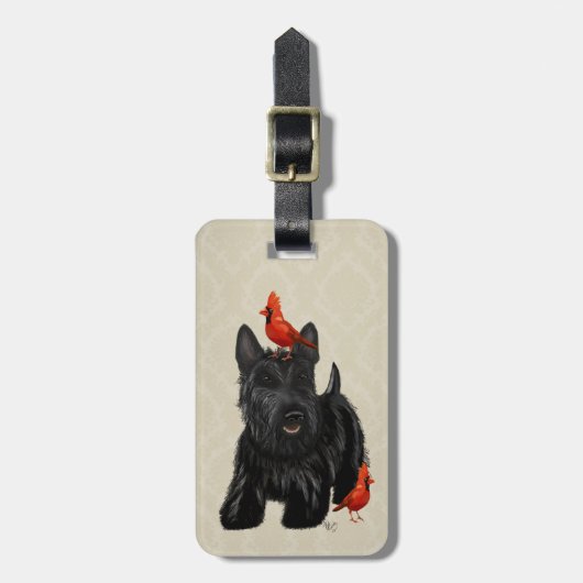 Scottie Dog en Rode vogels Bagagelabel (Voorkant verticaal)