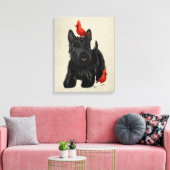 Scottie Dog en Rode vogels Canvas Afdruk (Insitu (Woonkamer))