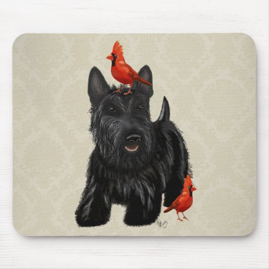 Scottie Dog en Rode vogels Muismat (Voorkant)
