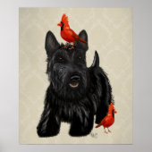 Scottie Dog en Rode vogels Poster (Voorkant)