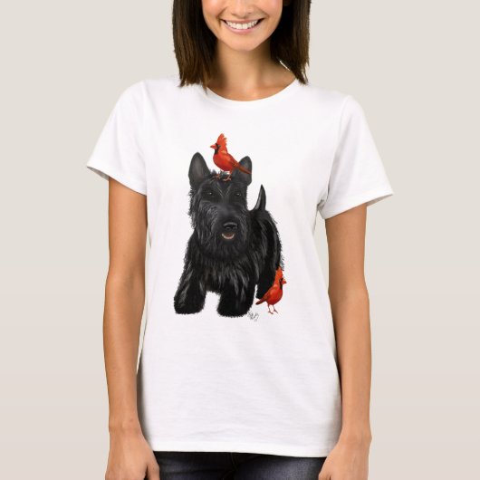 Scottie Dog en Rode vogels T-shirt (Voorkant)