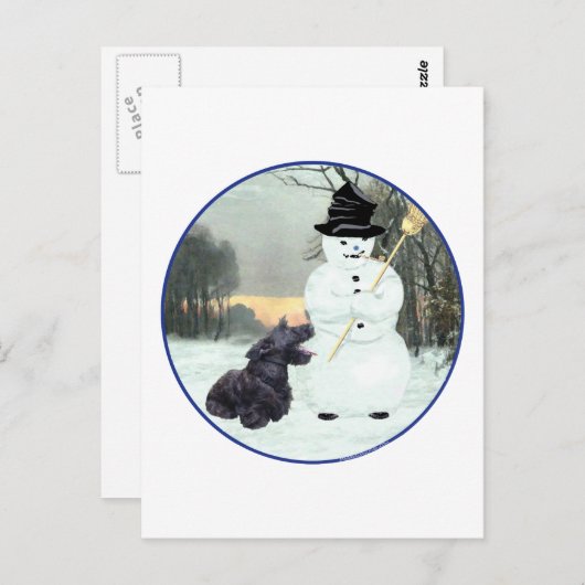 Scottie Dog en Snowman Briefkaart (Voorkant / Achterkant)