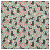 scottie dog florals munt stof (Swatch)