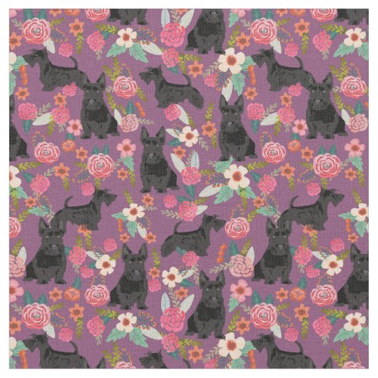 scottie dog  florals paars stof (Close Up)