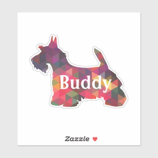 Scottie Dog Geometric Pattern Silhouette met Tekst Sticker (Vel)
