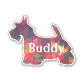 Scottie Dog Geometric Pattern Silhouette met Tekst Sticker (Voorkant)