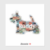 Scottie Dog Geometric Pattern Silhouette met Tekst Sticker (Vel)