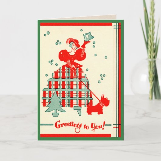 Scottie Dog Groeten Feestdagen Kaart (Voorkant)